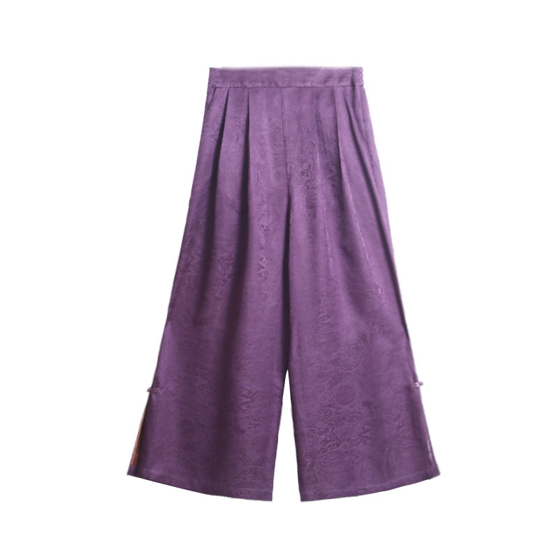 25姆米罗马假日满桑提花花罗桑波段红云纱松紧阔腿裤252162