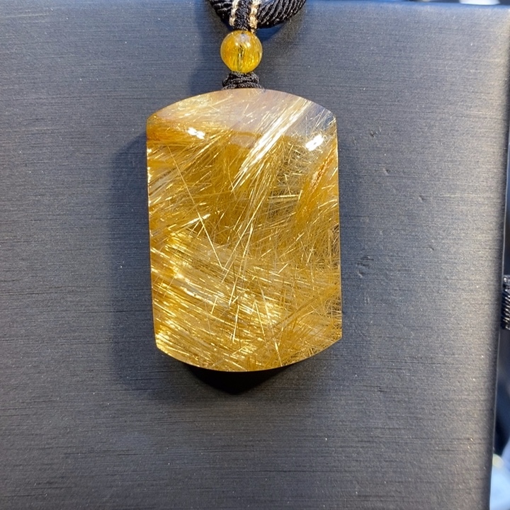 发晶未镶嵌颈饰高品质金发晶平安无事牌吊坠