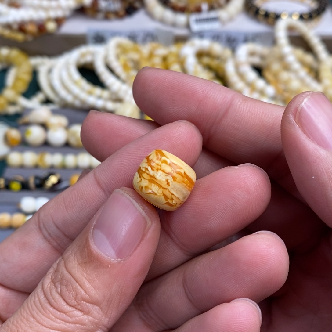 琥珀裸石未镶嵌神**云14.6mm虎皮纹老型