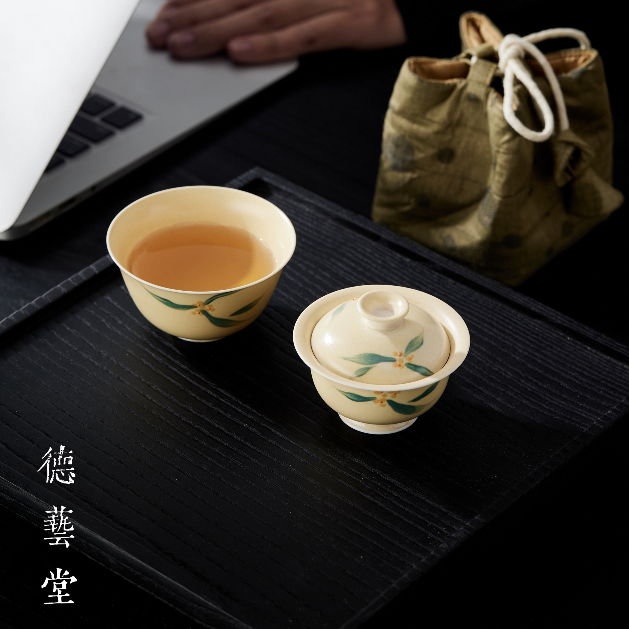 【德艺堂】桂花宝宝叠叠乐盖碗景德镇便携旅行功夫茶具家用高档牧渔