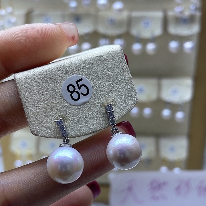 银S925镶嵌淡水珍珠耳饰