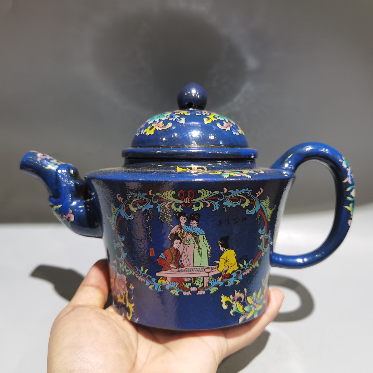 珐琅彩大容量1000ml精美茶壶原矿红泥王南林手工