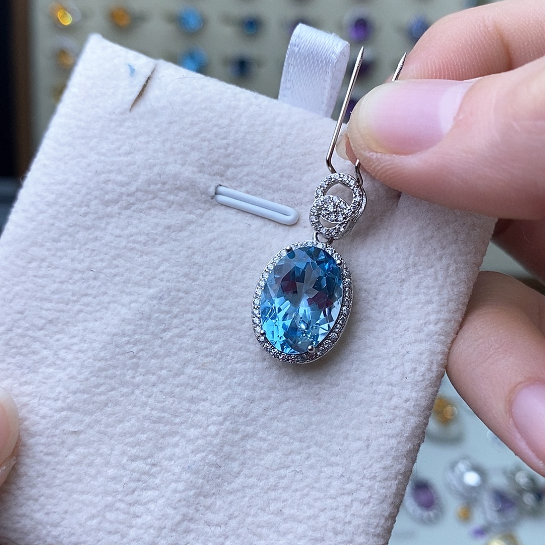 托帕石吊坠(不含链)银S925镶嵌（一物一证）