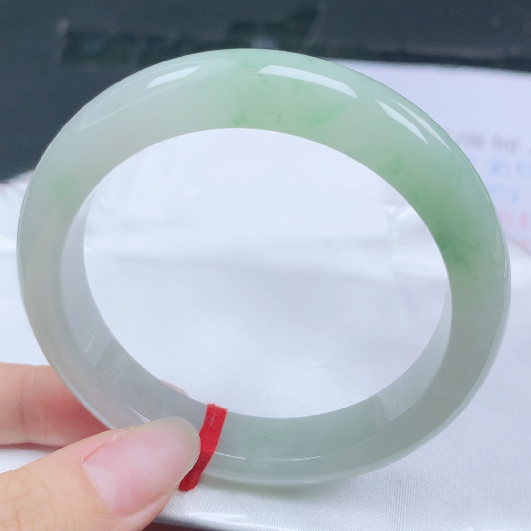 翡翠未镶嵌手镯翡翠58.5冰晴阳绿正圈