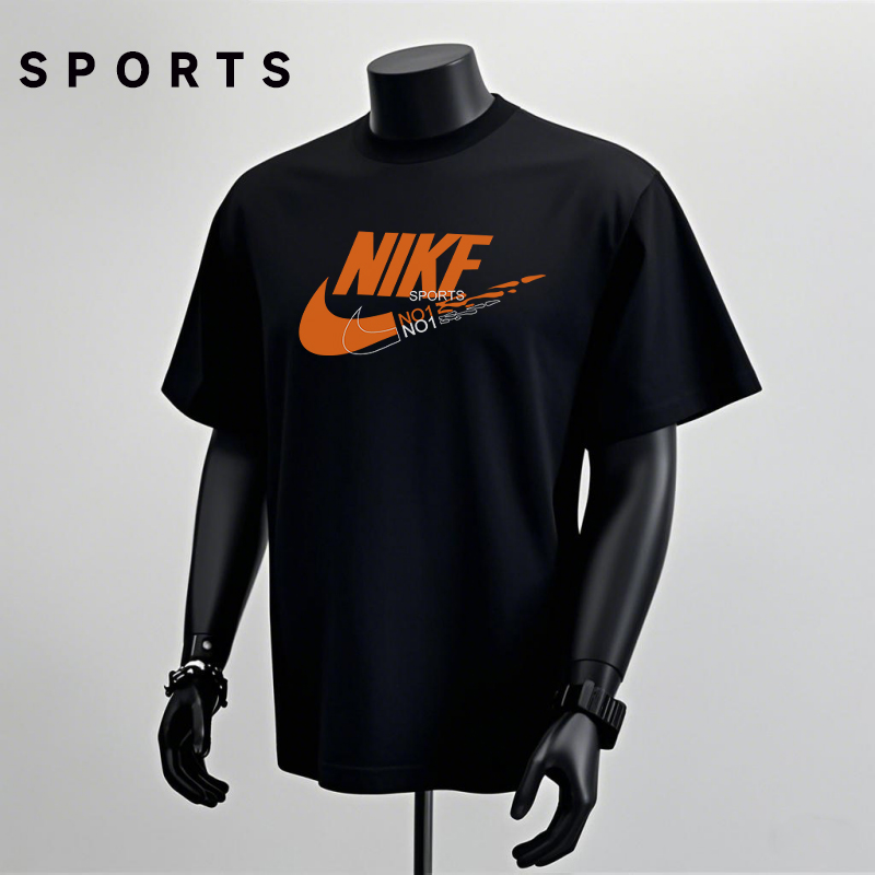 潮牌美式T恤潮流痞帅印花男款夏圆领宽松休闲短袖W22