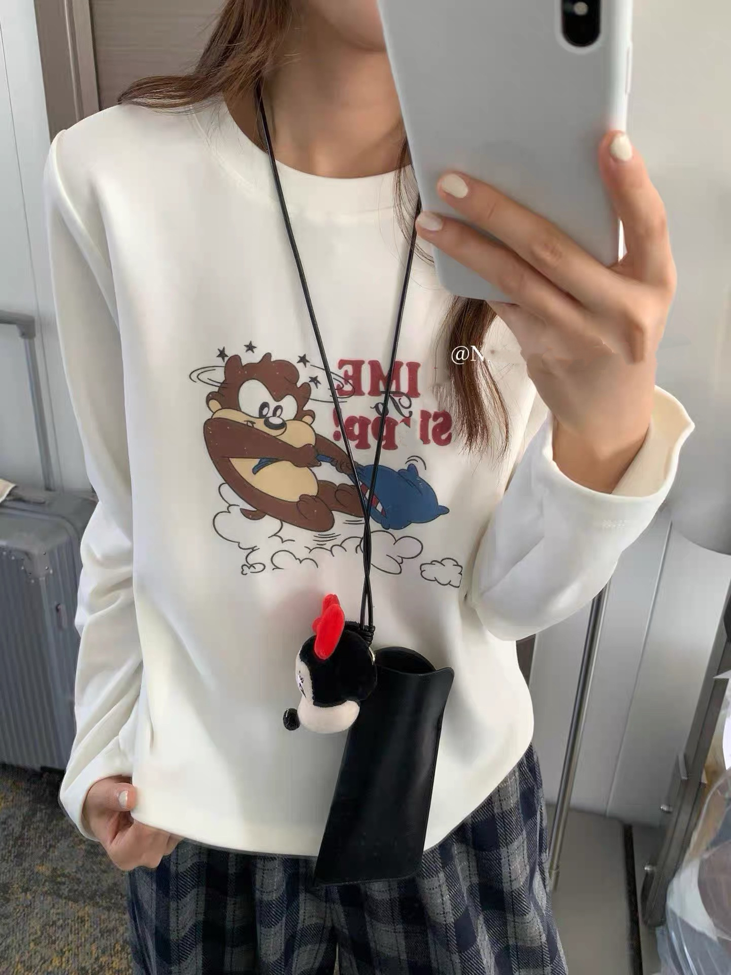 【33778】佰#休闲百搭印花圆领长袖上衣