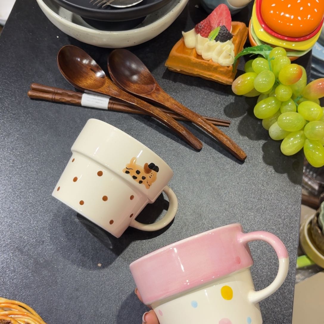 瓷两个卡通杯子两个