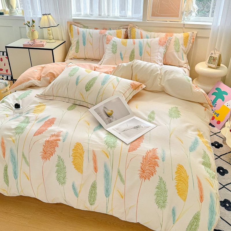 100%纯棉全棉四件套2025新款斜纹简约田园床单被套单双人床上用品