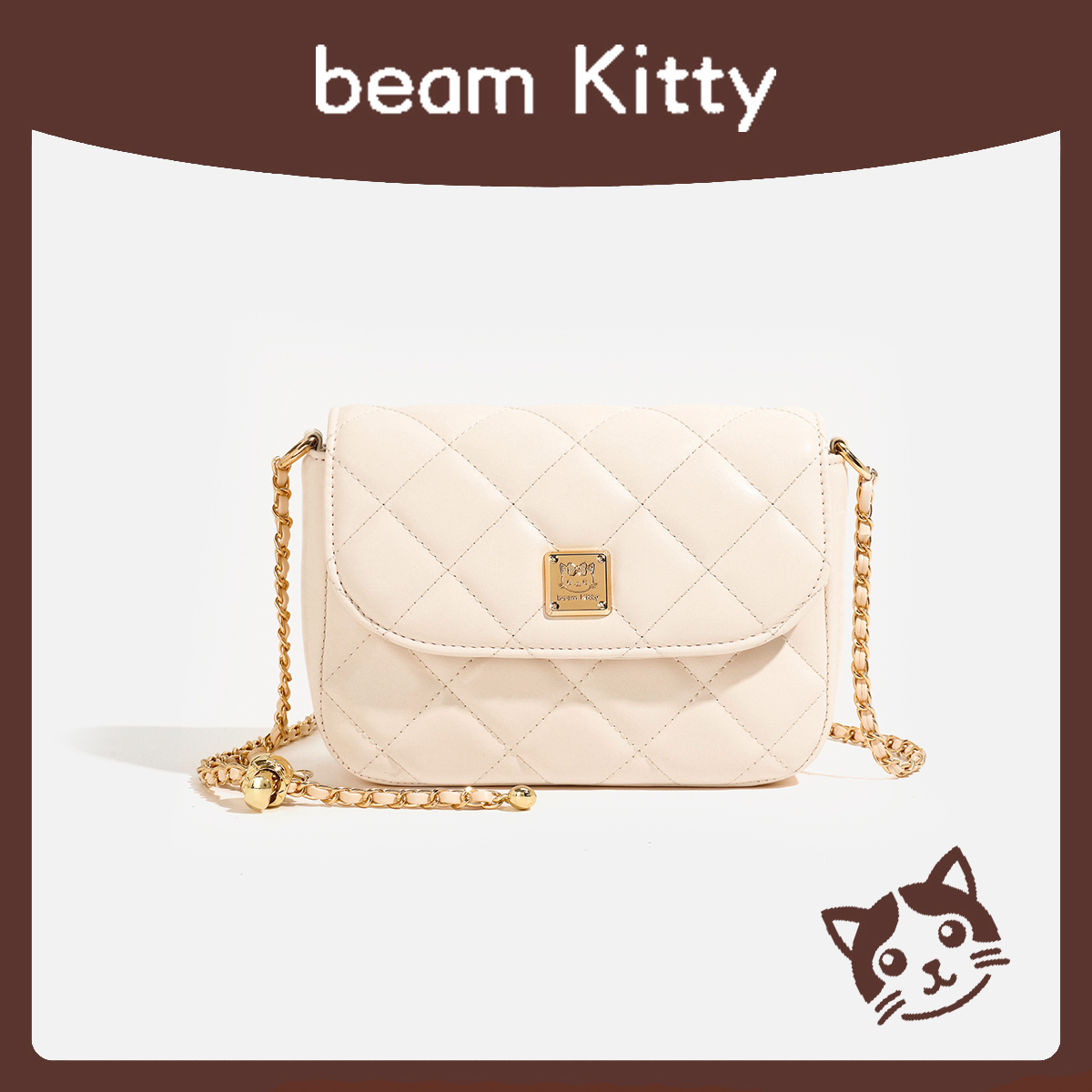 beam Kitty/精美少女通勤绣花白色单肩斜跨包0606