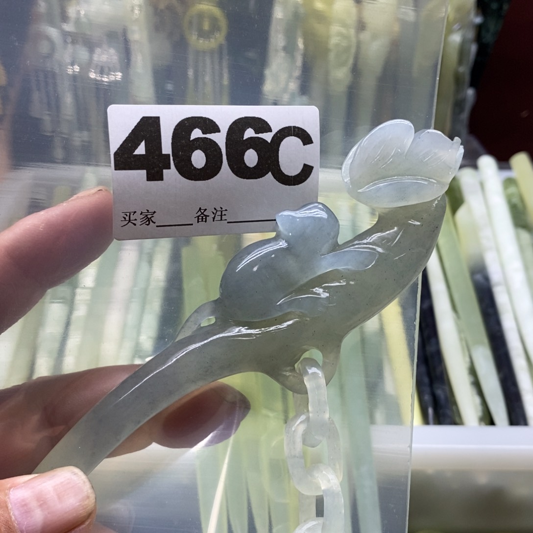 透闪石-蛇纹石玉发饰未镶嵌平**祥