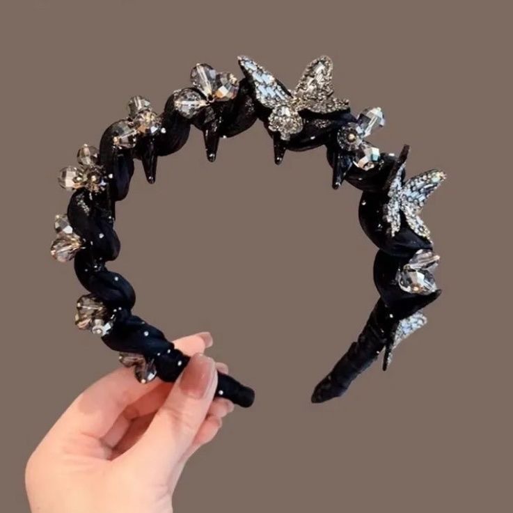 小香风气质发箍水晶珍珠高颅顶带齿防滑洗脸头箍日常外戴压发头饰