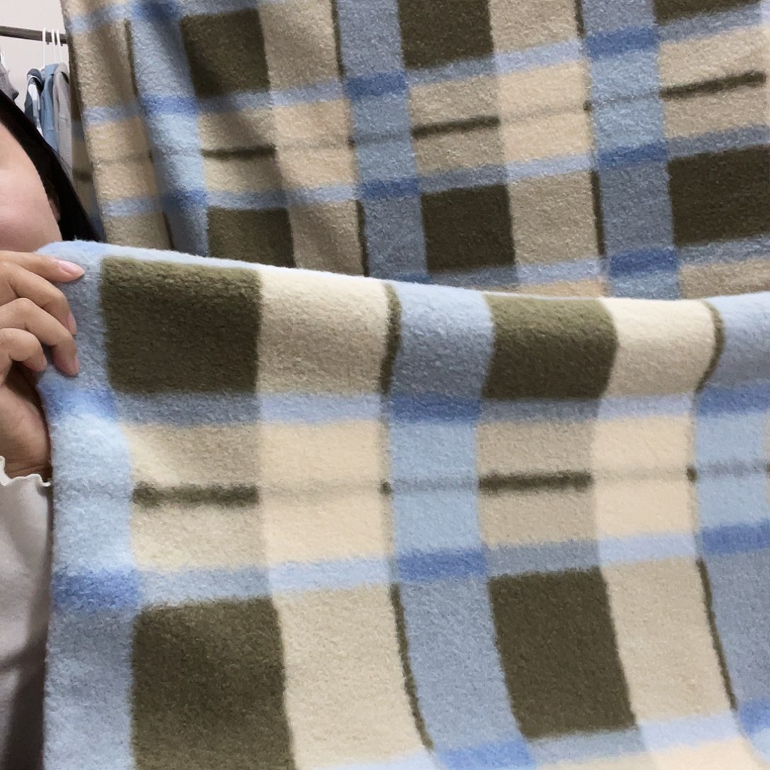 棉棉蓝绿格羊绒标准床单款 被套200.230