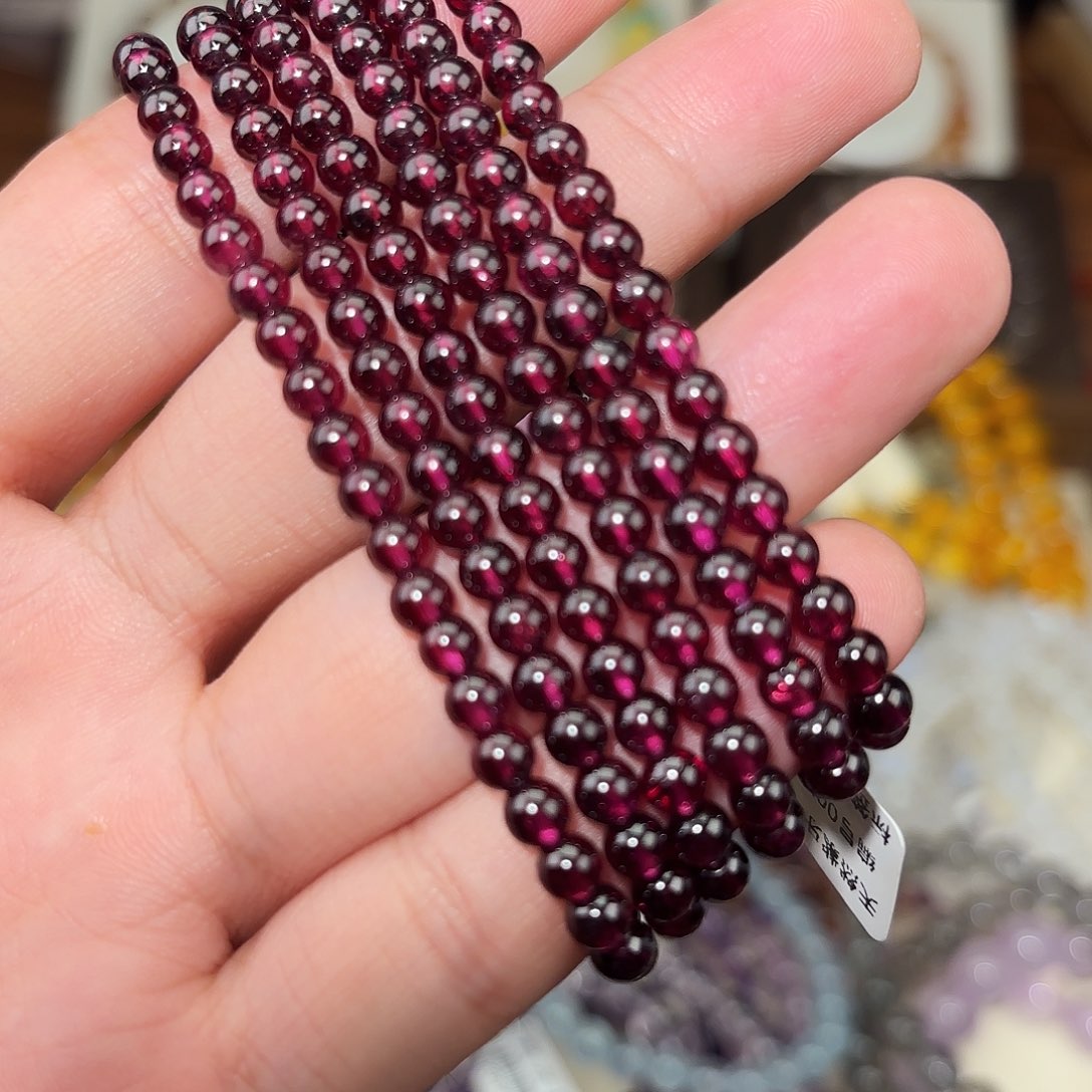 水晶手链未镶嵌石榴石紫牙乌4.5m