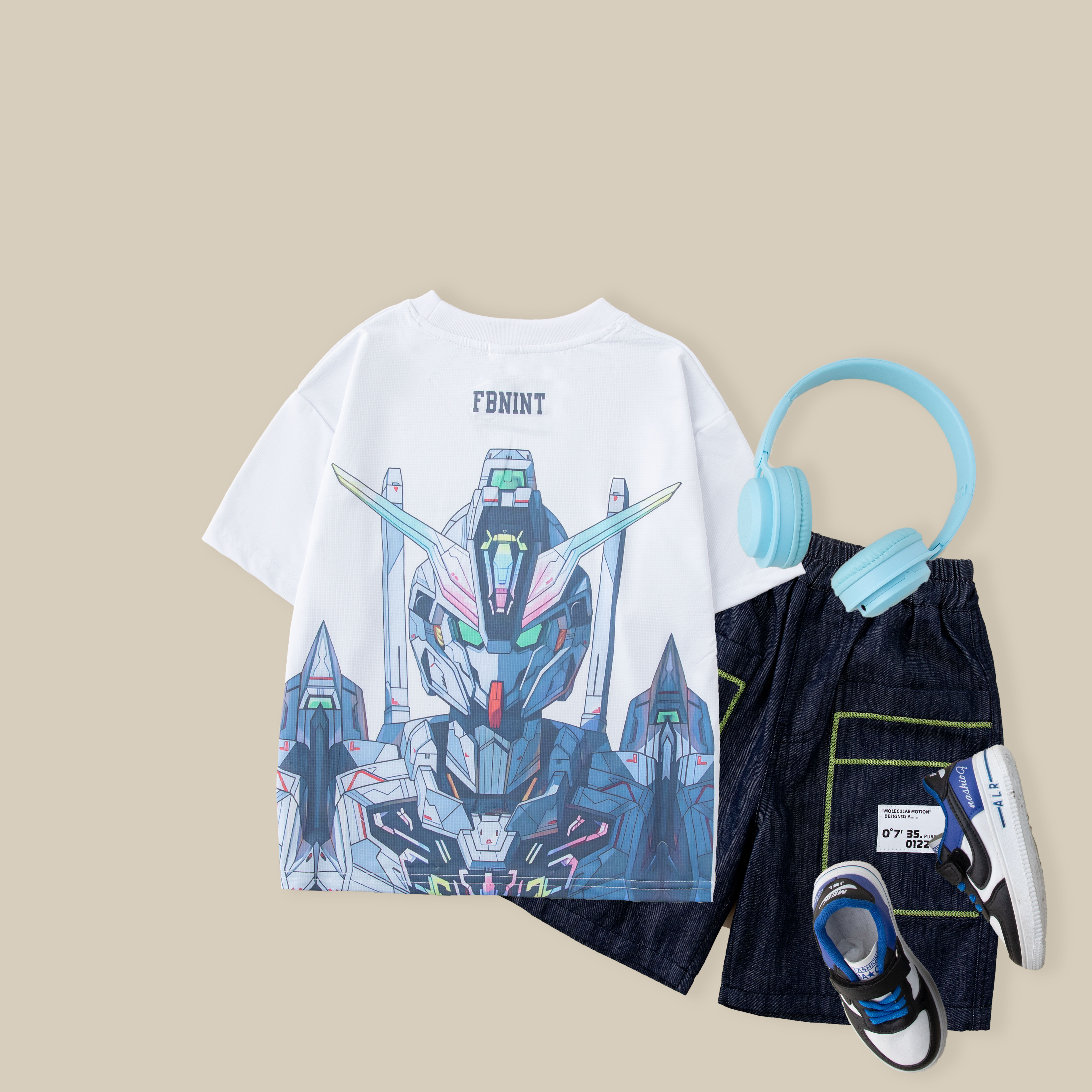 儿童夏款短袖T恤2025新款男童潮流时尚机甲T恤BX690华子童装