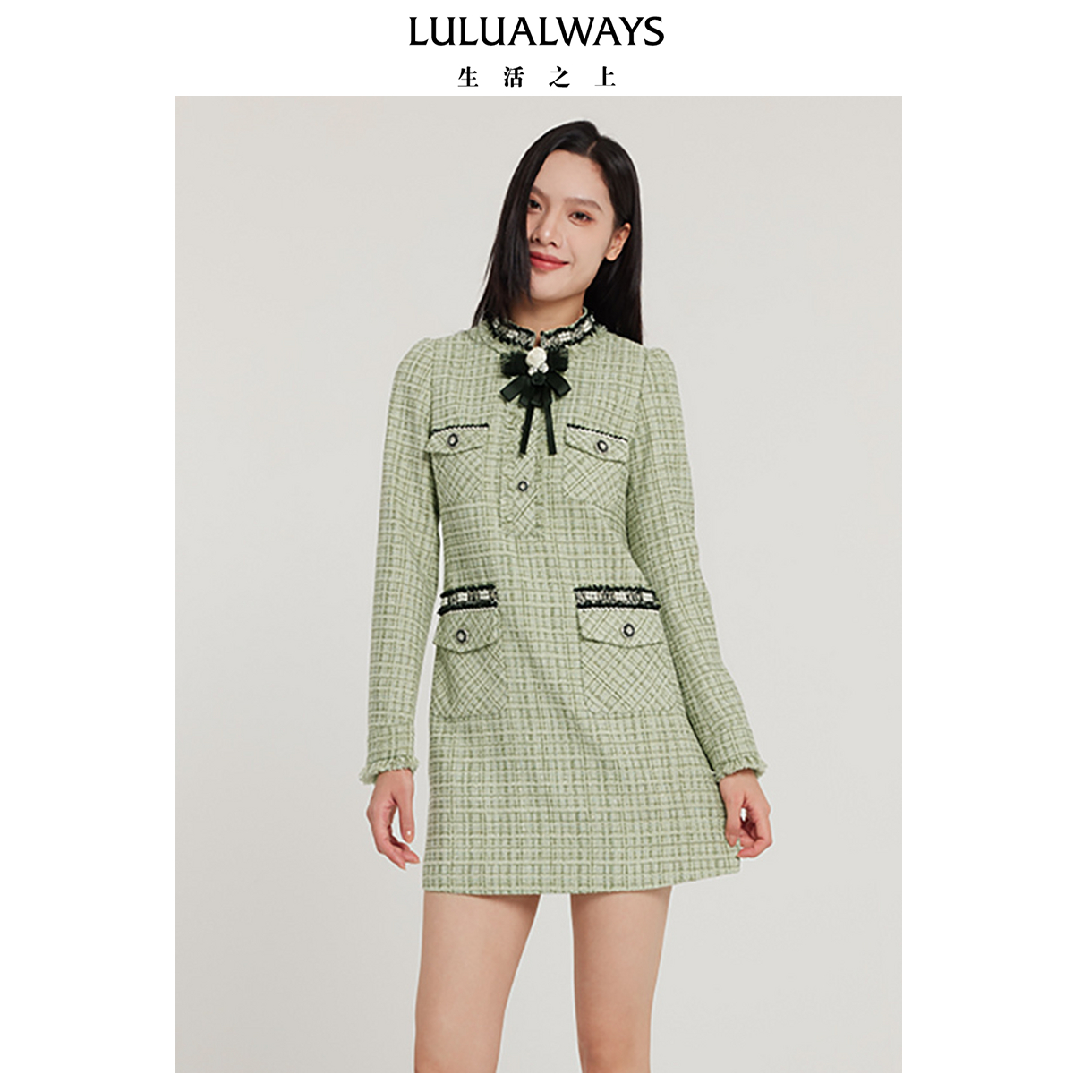 【小呆鸟专属】LULUALWAYS24春季新款名媛千金短款小香风连衣裙
