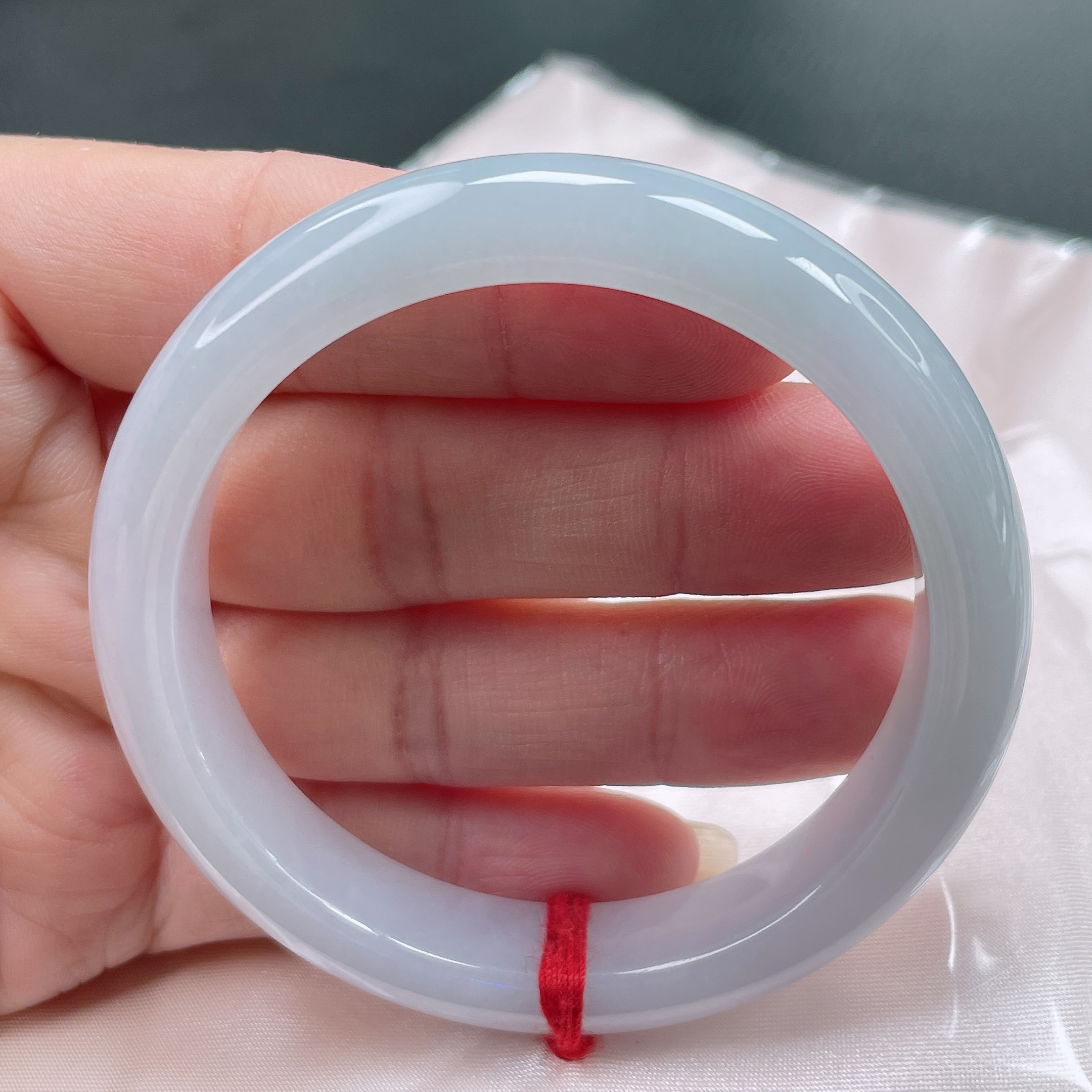 0802缅甸天然A货翡翠手镯53圈冰润淡春彩手镯时尚百搭少女款玉镯