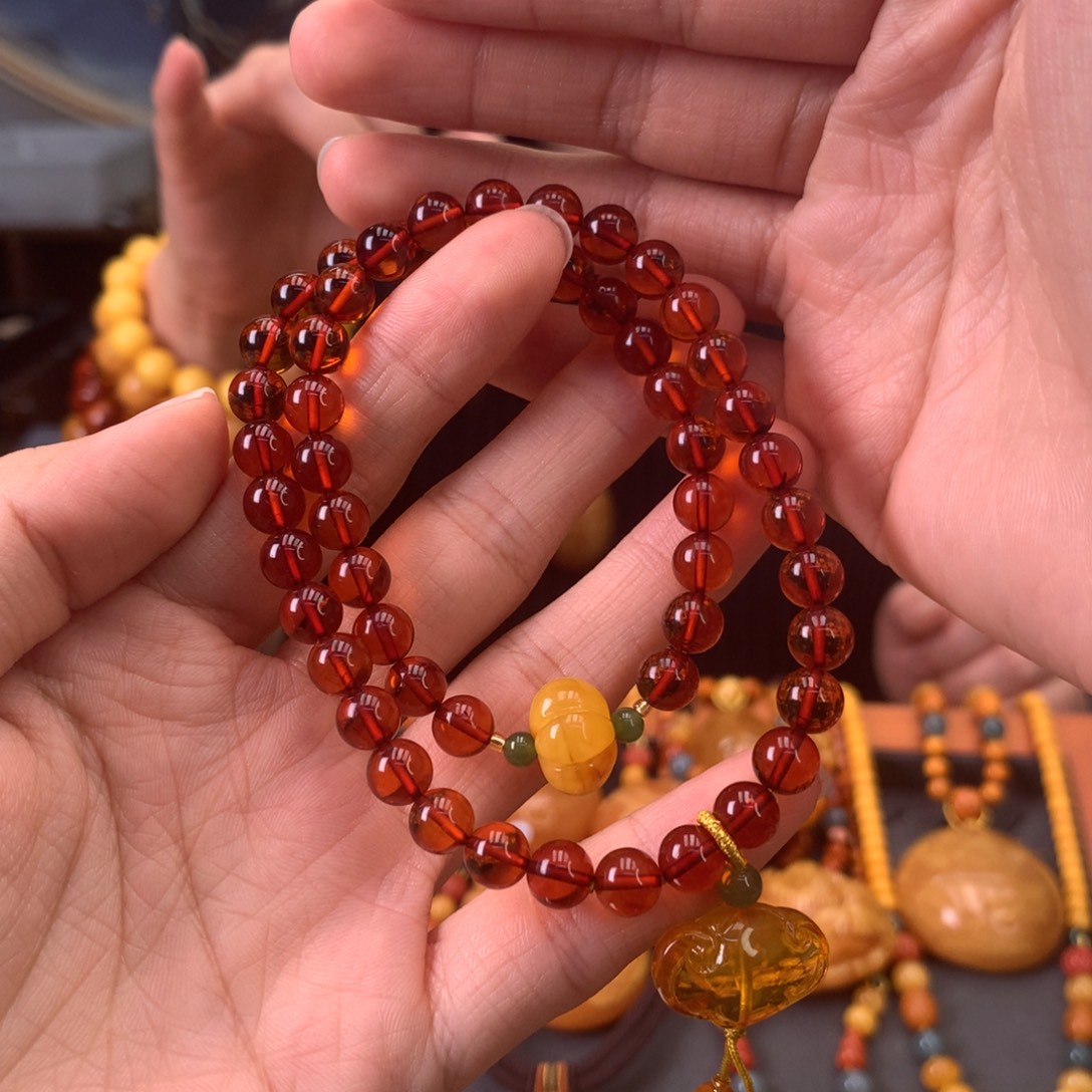 手串血珀未镶嵌天然