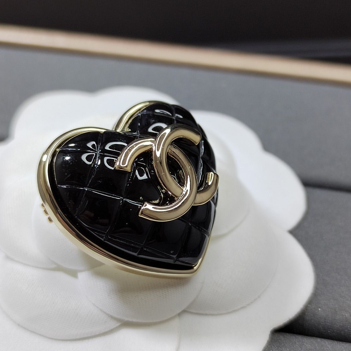 纯铜皮质戒指 双C字母开口时尚复古排钻对戒小香风百搭指环