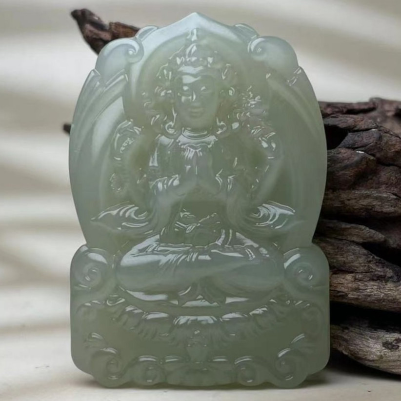 石惑珠宝·和田玉观音吊坠-多样性发一