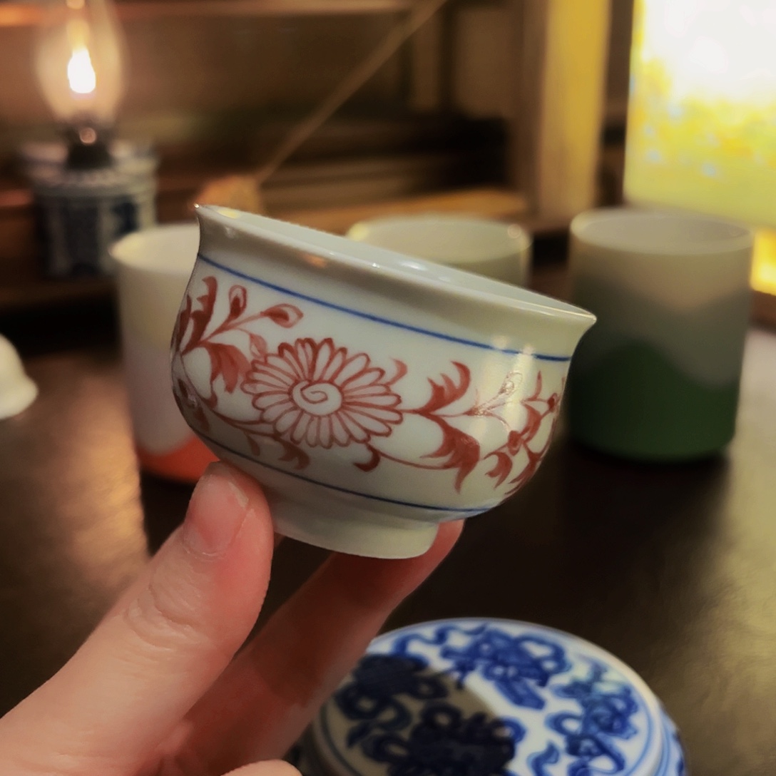 杯子精品手绘釉里红单杯福利价