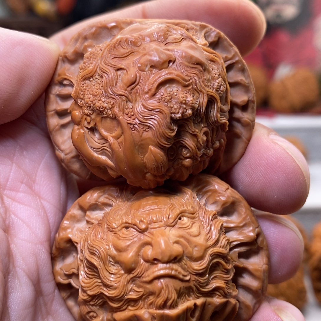把件文玩核桃纯手工雕刻佛道同源