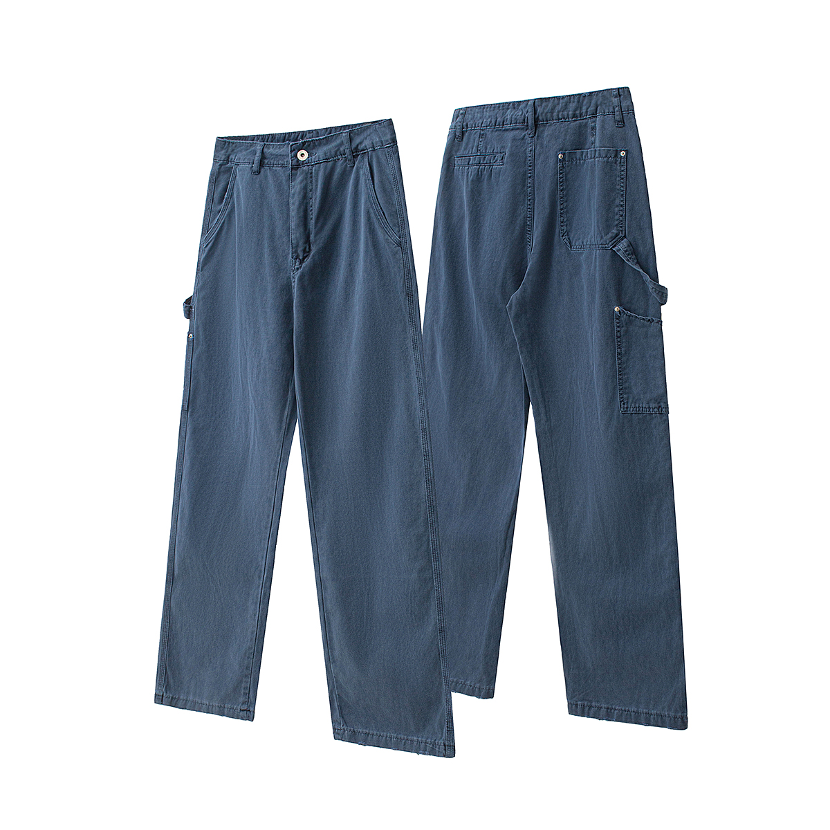 纯色阿苏特染色工装裤中腰牛仔裤宽松直筒潮流牛仔休闲裤法工裤