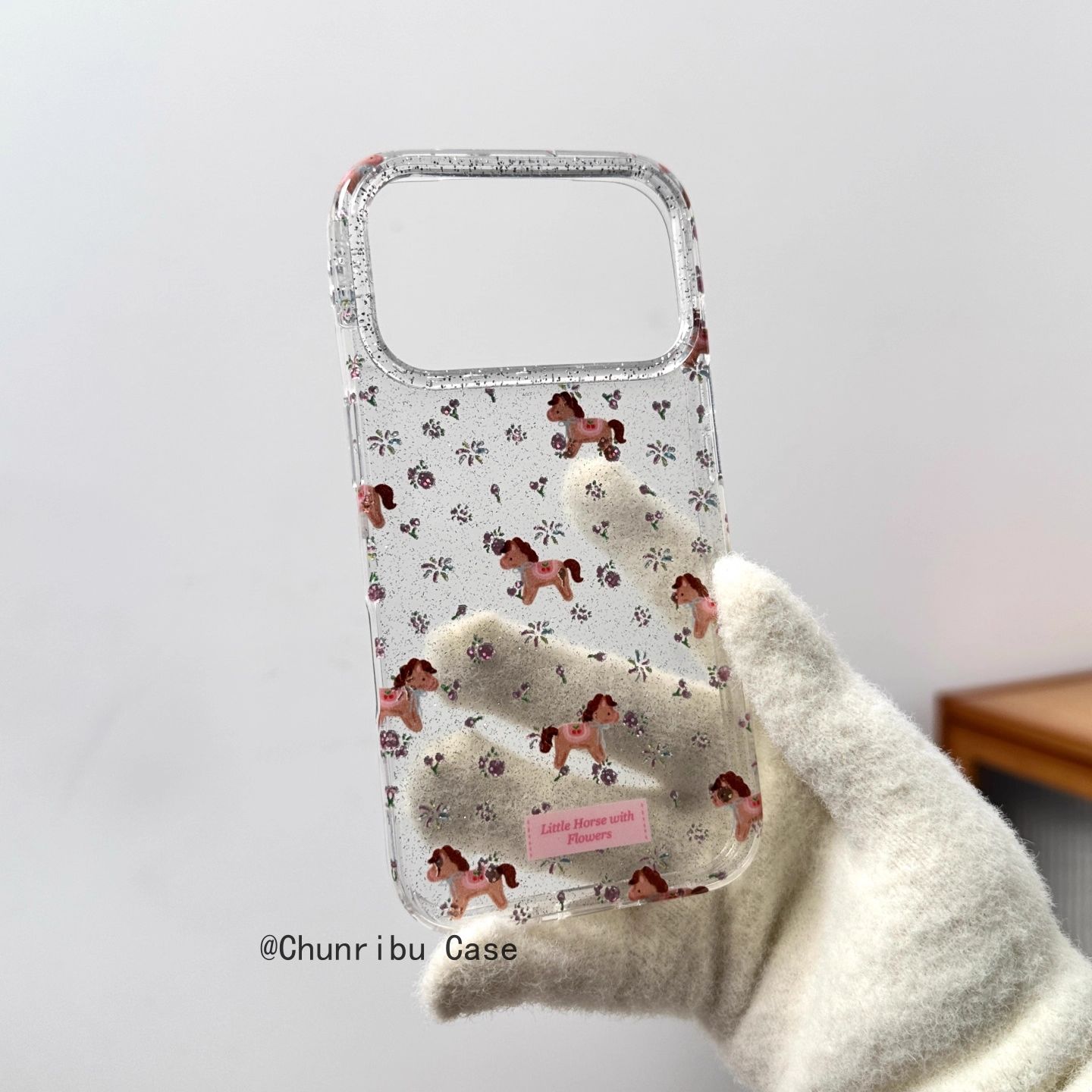 卡通小清新满屏细闪烟花碎花小马适用苹果17/16promax手机壳15/14