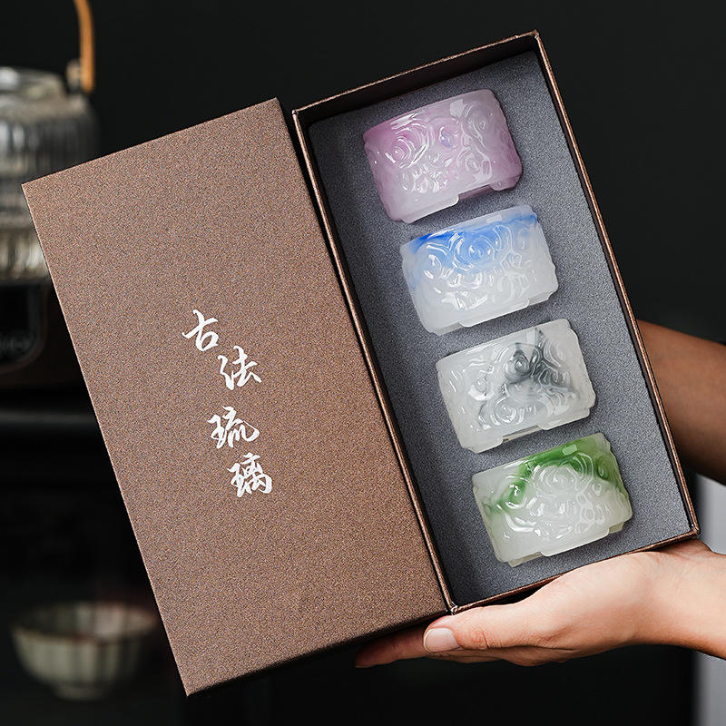 高档琉璃主人杯单杯个人专用压手送礼高端精致品祥云茗茶杯伴手礼