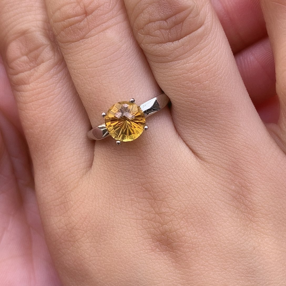 纯天然无优化黄水晶x银S925镶嵌黄晶假***生