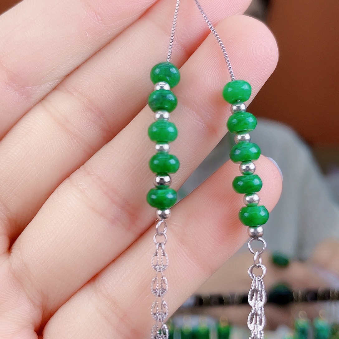 翡翠银S925镶嵌耳饰