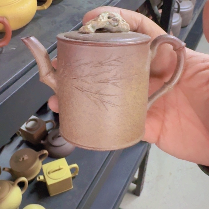 紫砂茶壶柴烧绘月