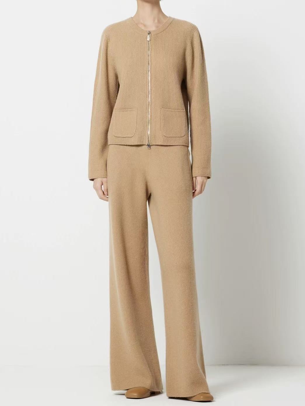 【鄂】纯羊绒衫秋冬新款初绒异形仿珍珠扣开衫美拉德 0174