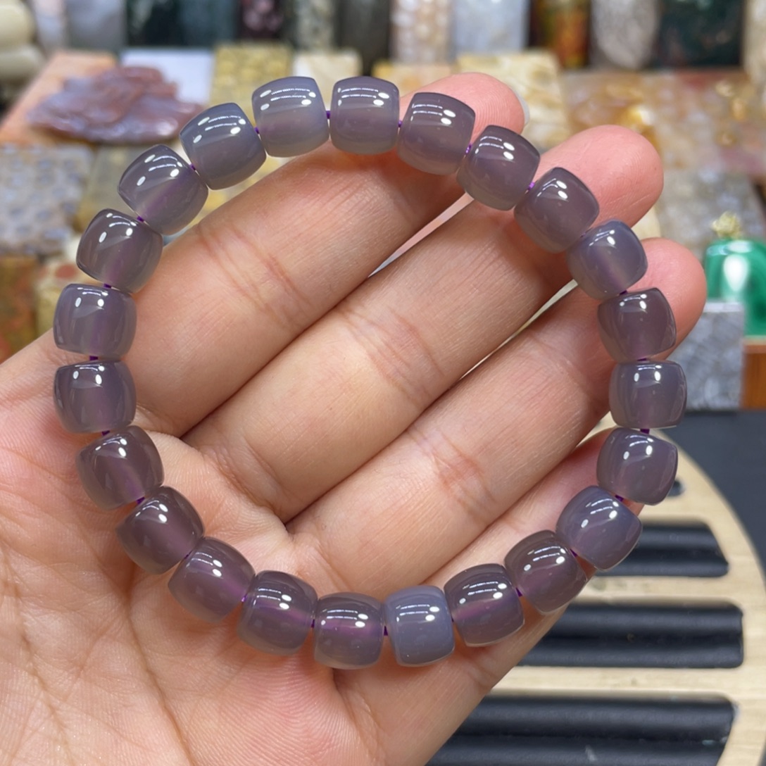 硅化玉未镶嵌颈饰烟紫玛瑙8