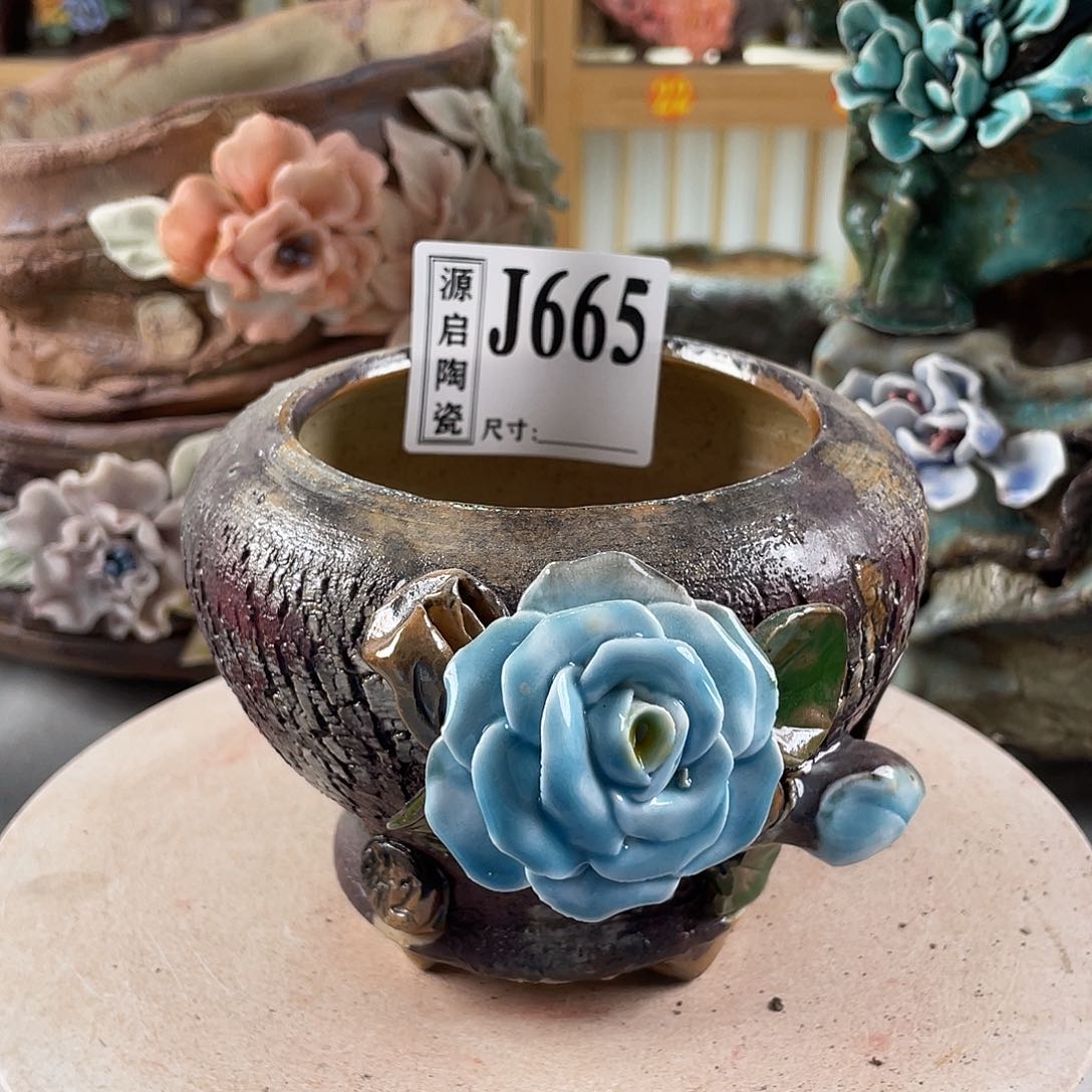 紫砂花盆景德镇陶瓷多肉665