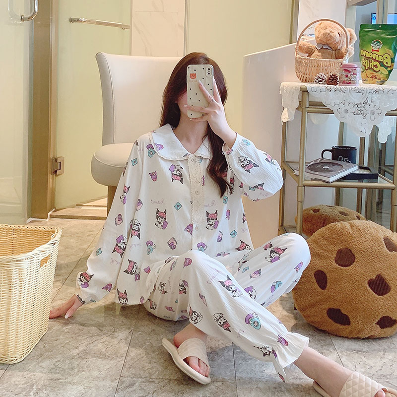【小米】新款女睡衣长袖长裤秋季柔软亲肤舒服家居服女款韩版