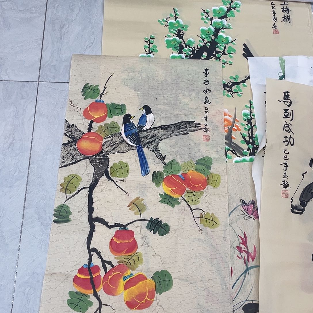 国画国画作品书法作品原稿三尺柿子