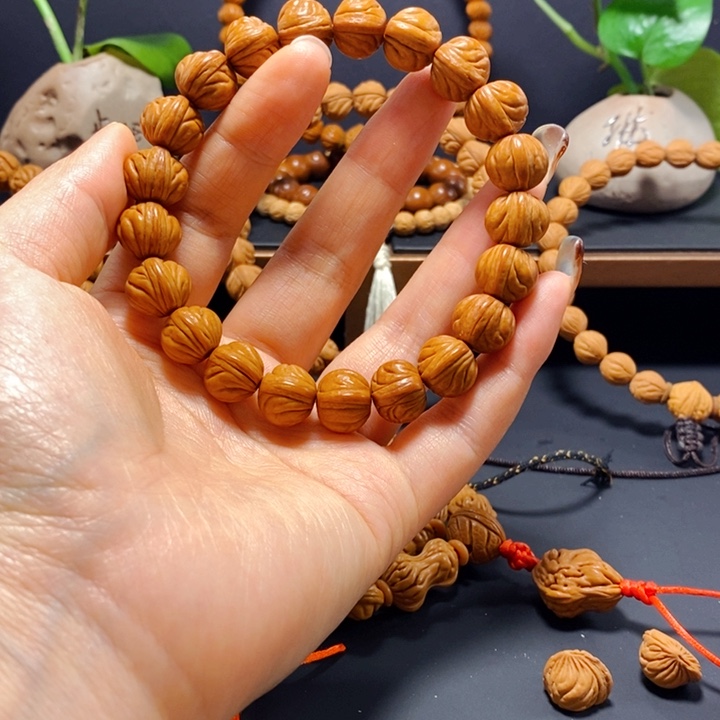 桃核手串柿子红手串