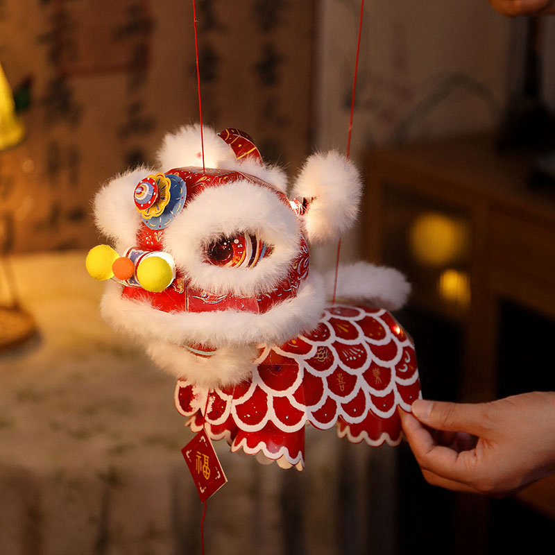 非遗手工小狮子醒狮花灯新年元宵节传统宫灯礼物