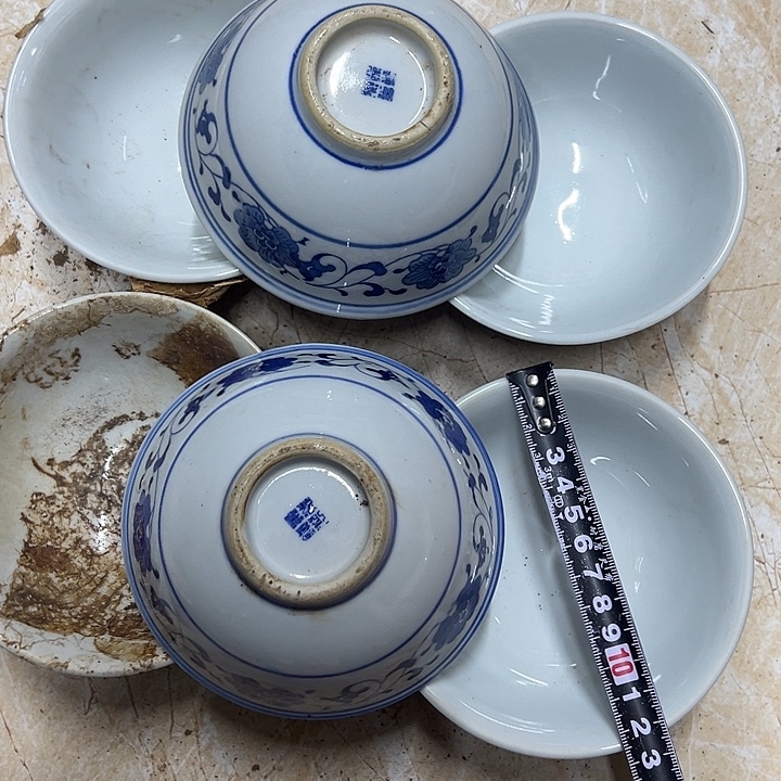 摆件陶6个12.5厘米芙蓉花碗