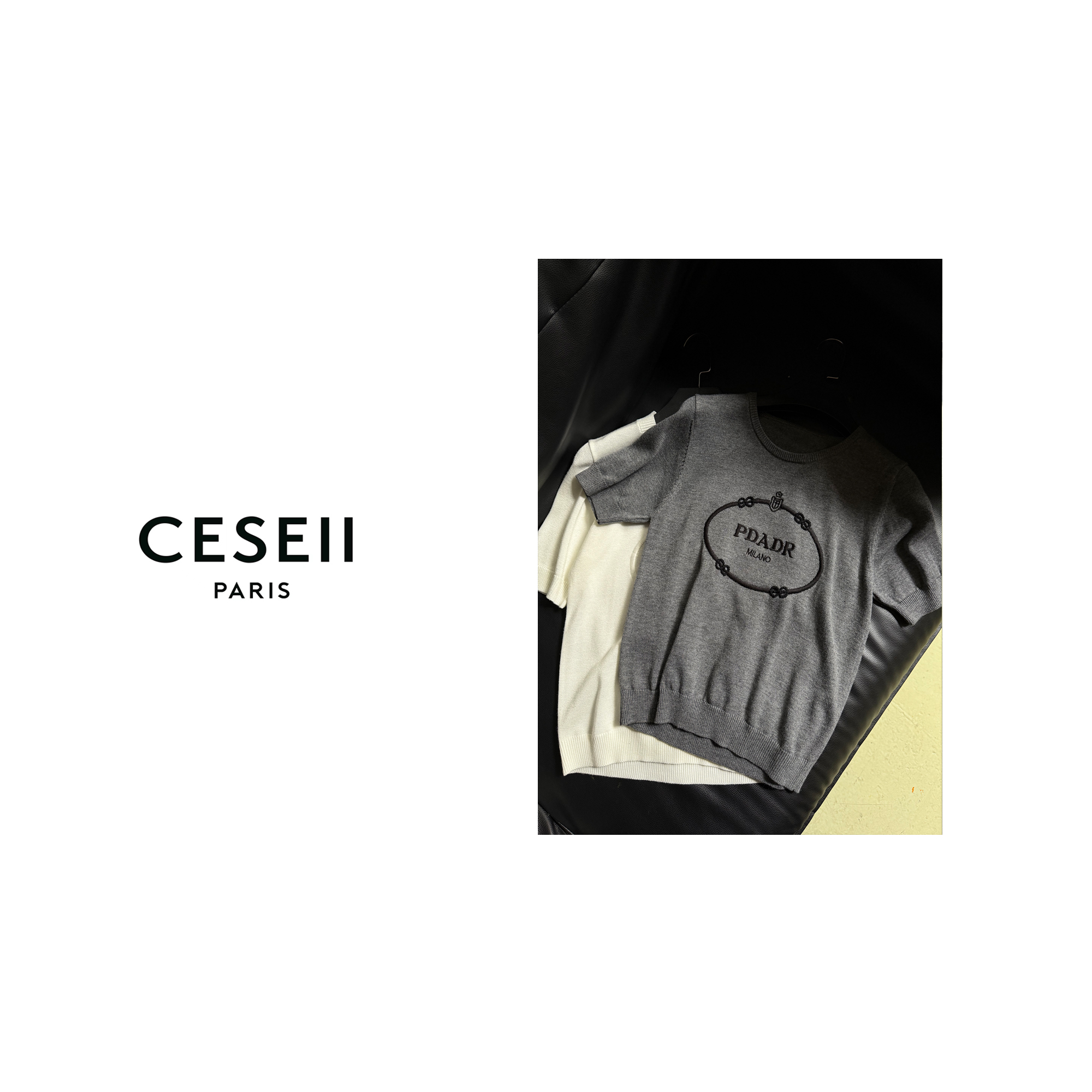 【25XJ044】CESEII2025春夏时尚刺绣复古风高弹百搭短袖