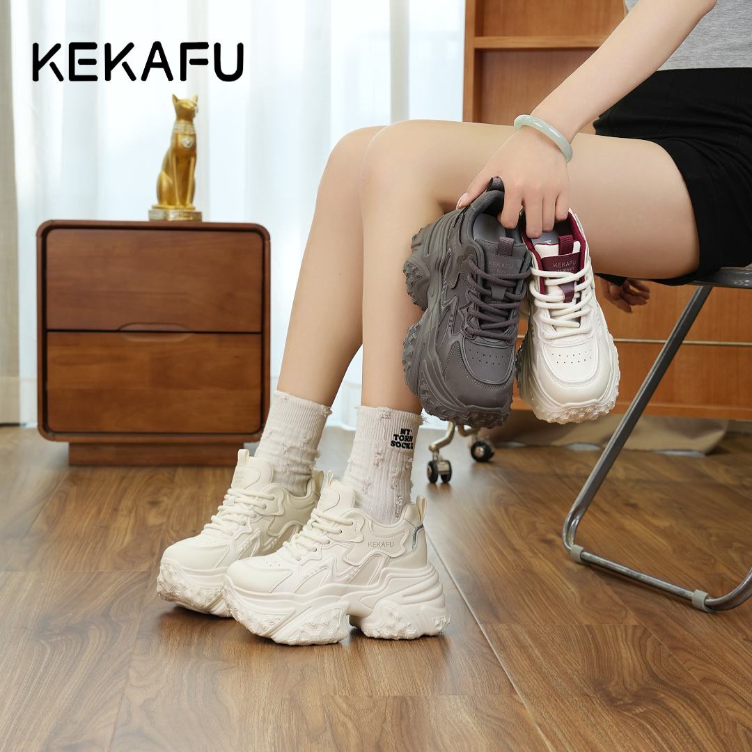 KEKAFU/珂卡芙2025年冬季新款增高显脚小【厚底增高9CM】时尚老爹鞋