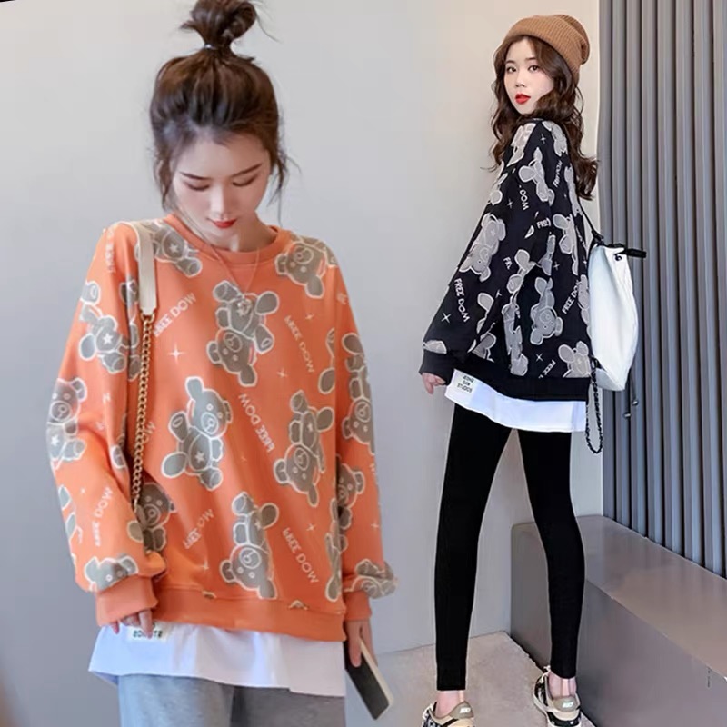 孕妇装秋装时尚2025春秋新款潮辣妈网红小熊孕妇宽松卫衣