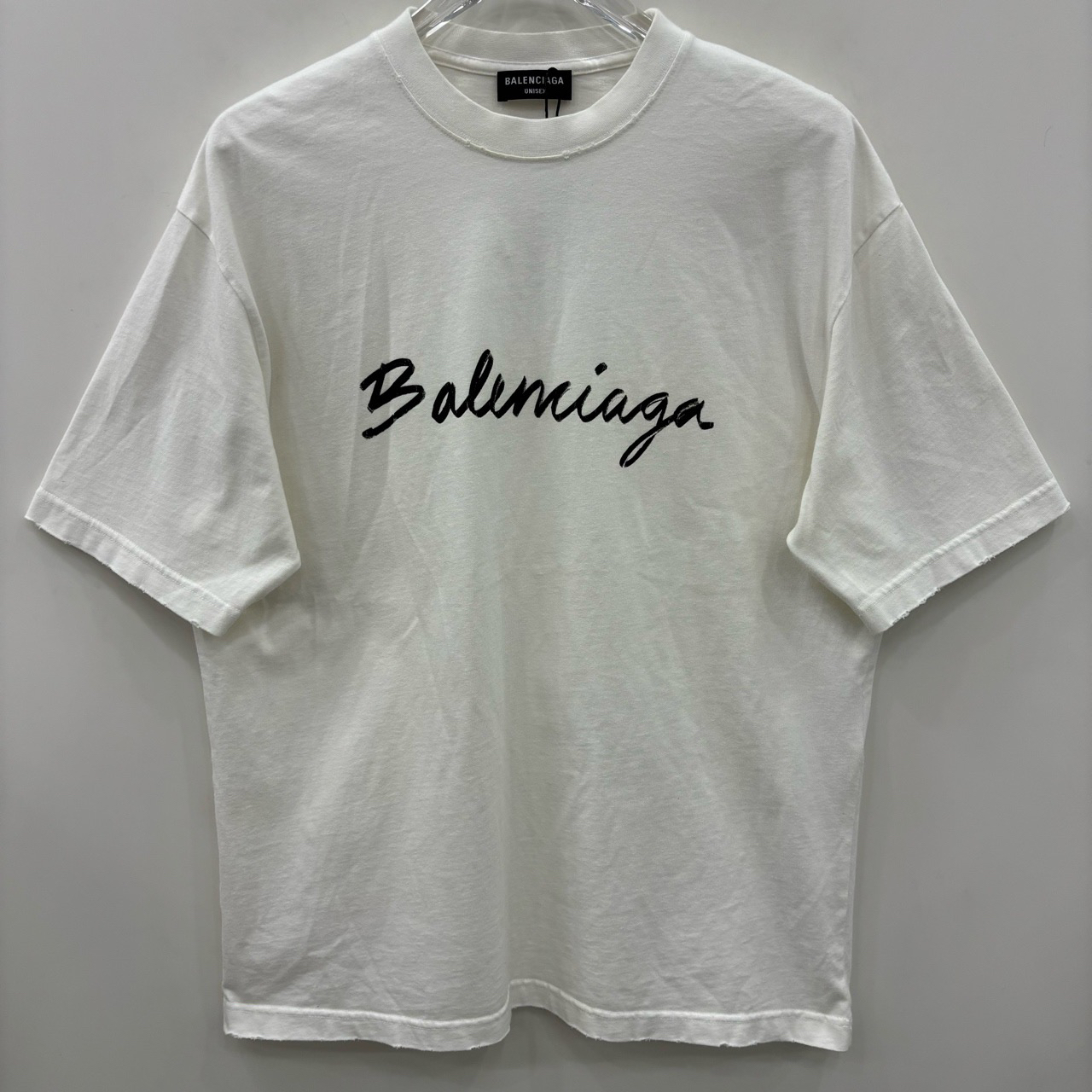 99新/Balenciaga 巴黎世家/手写体字母Logo印花短袖/尺码XS/7136