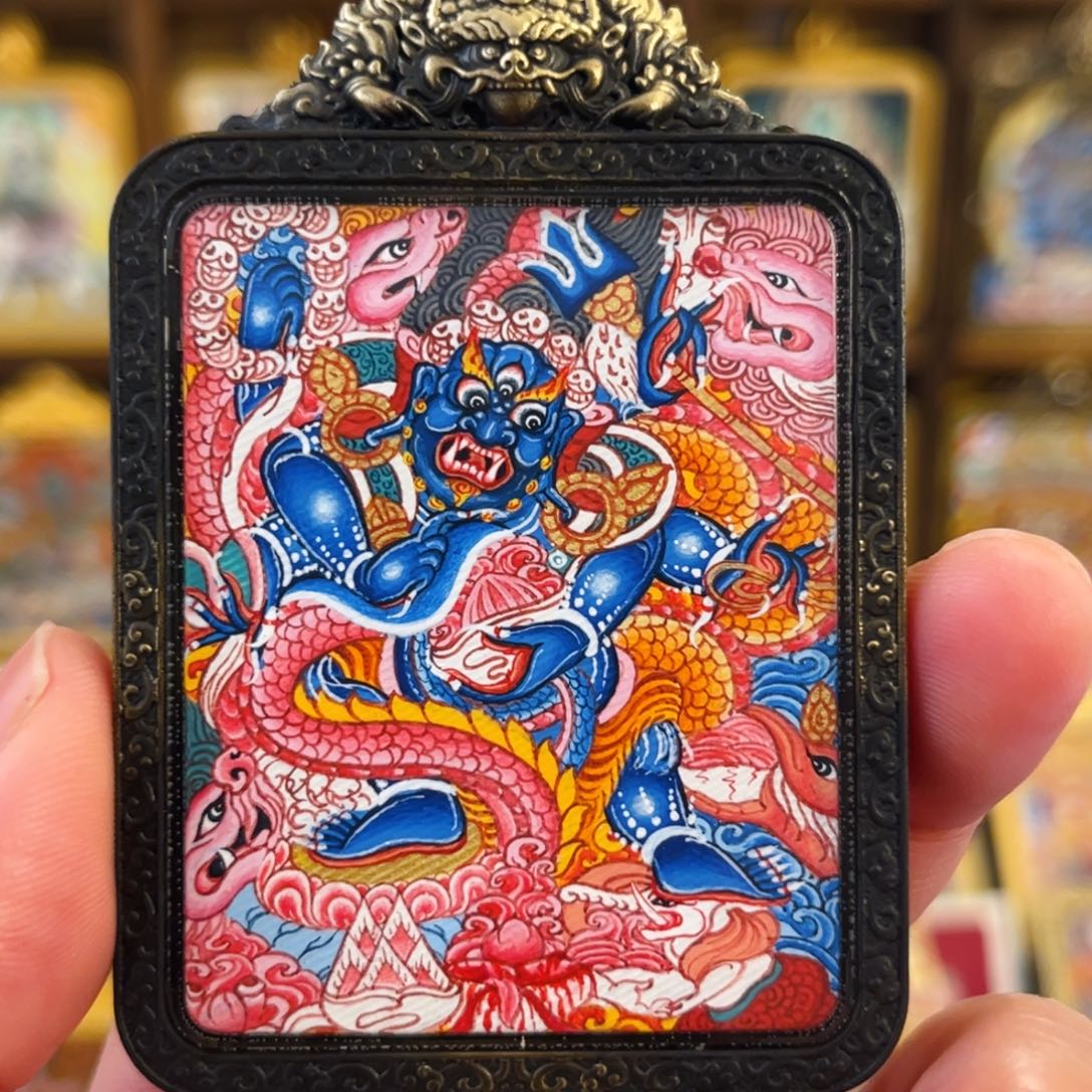 吊坠青海热贡手绘大黑天