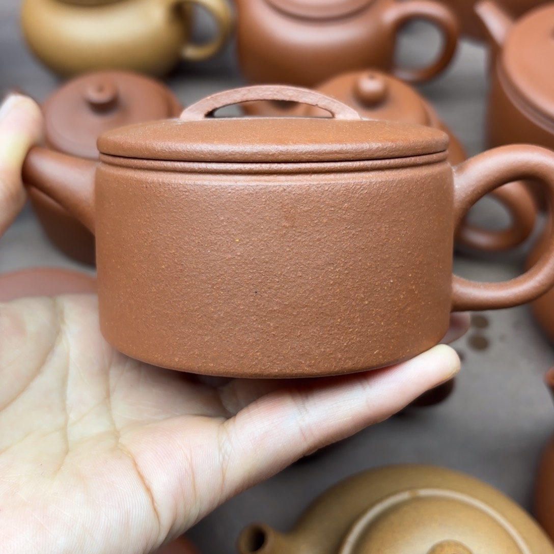 紫砂茶壶红降坡汉瓦150cc微瑕