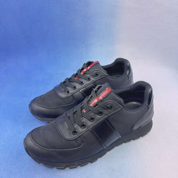 90新 Prada/普拉达 39码/大Logo红标 尼龙 黑武士 时尚运动休闲鞋
