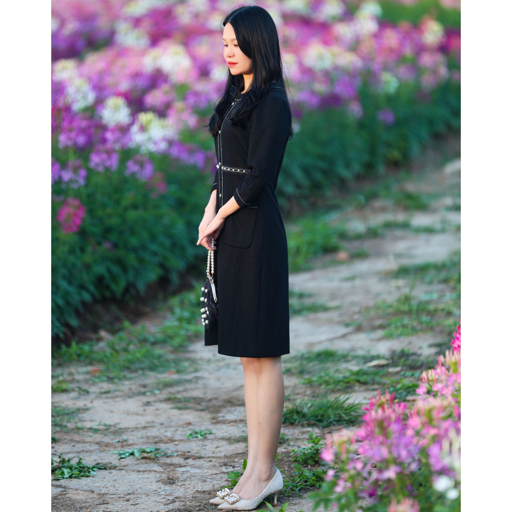 领绣之家连衣裙台湾装妈妈装YC90819H-03显瘦秋季气质时尚拼接