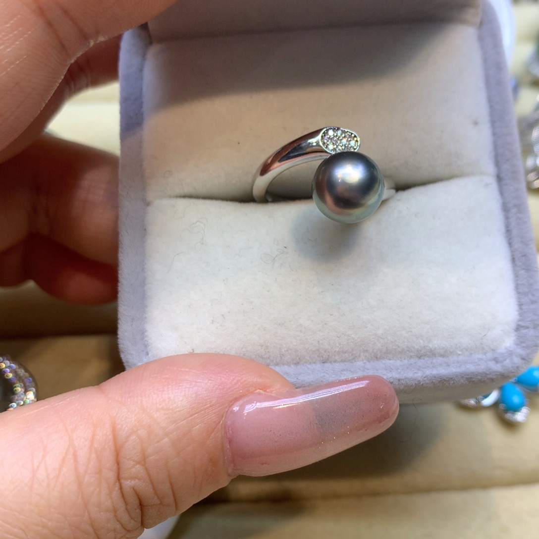 银S925镶嵌戒指海水珍珠