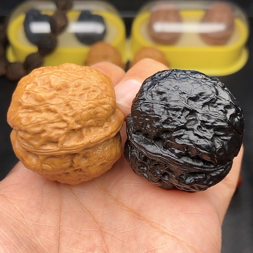 【闪购商品】文玩核桃把件39尺阴阳对元宝蟾