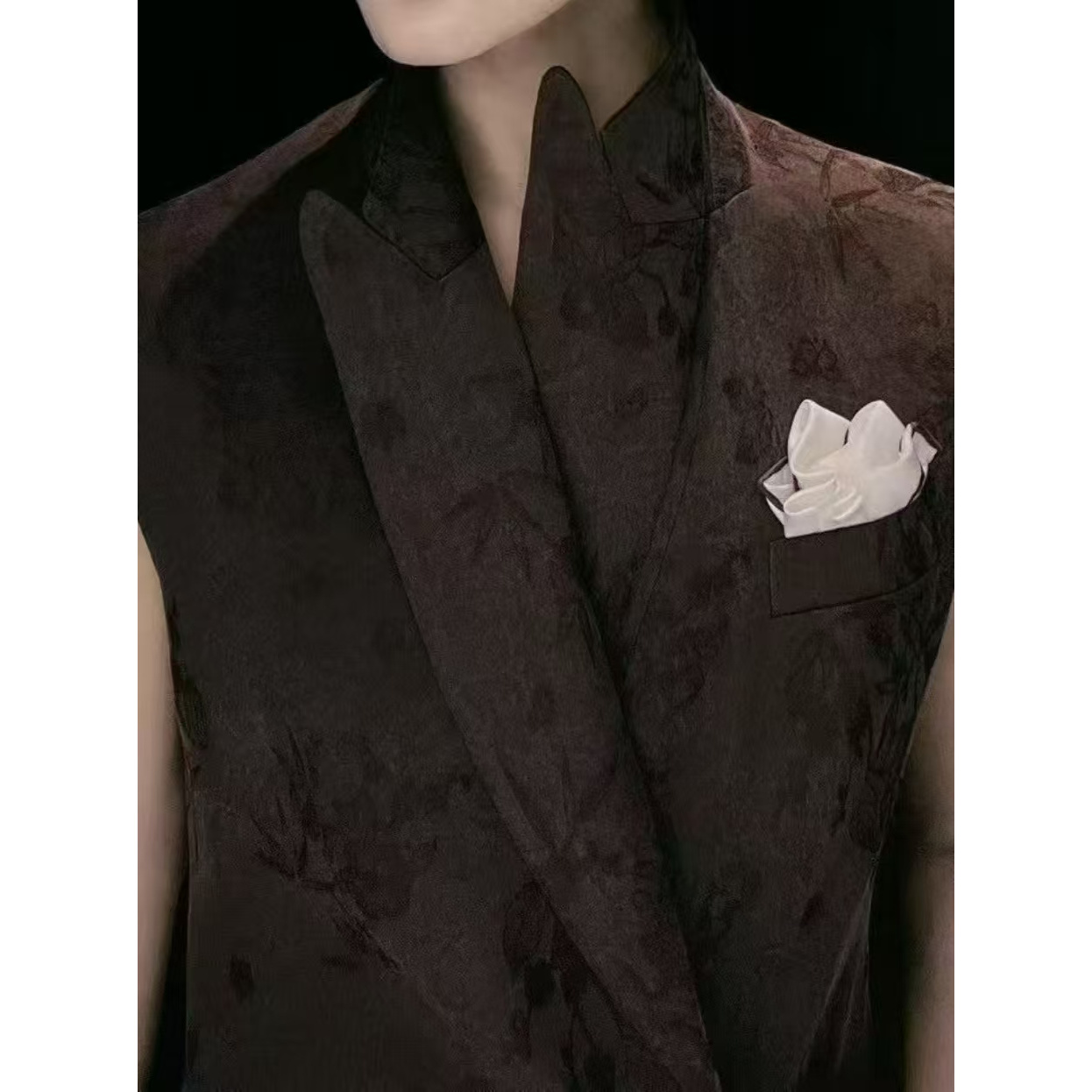 《范范高定》国风提花无袖上衣加阔腿裤套装